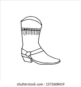 Hand drawn cowboy boots Isolated on a white background. Vector illustration in cartoon style.