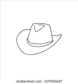 Hand drawn cowboy hat Isolated on a white background. Vector illustration in cartoon style.