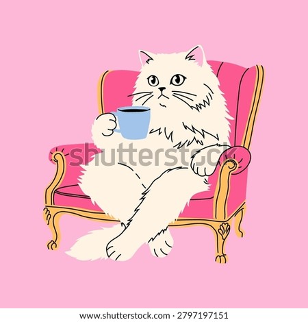 Hand Drawn Cozy Cat Lounge Illustration