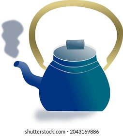 Cafetería de té al vapor a mano con mango dorado que representa otoño, hipoteca y hogar.