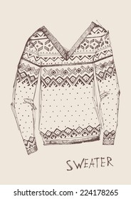 Hand drawn cozy sweater. Vector illustration