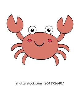 hand drawn crab cartoon Sea animals. Vector. for stickers, baby shower, greeting cards and invitation.