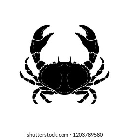 Hand drawn crab illustration. Seafood. Design element for logo, label, emblem, sign, poster. Vector illustration