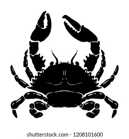 Hand drawn crab illustration. Seafood. Design element for logo, label, emblem, sign, poster. Vector illustration