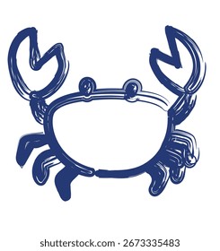 Hand Drawn crab ink simple line illustration Vector Illustration