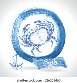 Hand drawn crab seafood vintage illustration