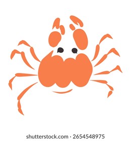 Hand drawn crab vector illustration isolated on white background. Aquatic animal in flat design. Perfect for logo, restaurant menu, fish market, banner, poster, sticker.