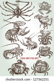 Hand Drawn Crab Vector Set