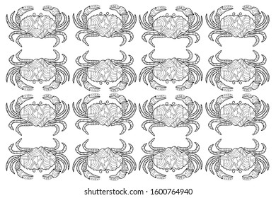 hand drawn crabs on a white background for coloring, vector illustrations