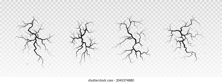 Hand drawn cracked surface set. Lots lines of crack ground for abstract background.