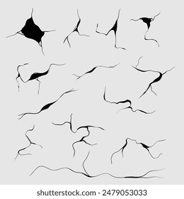Mur fêlé à la main, oeuf, sol, verre en dessin animé  illustration vectorielle