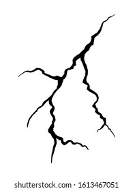 hand drawn cracked wall, ground, glass, egg. doodle break set. vector illustration