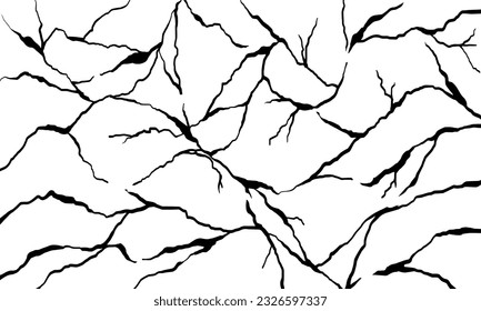 Hand drawn cracked wall, ground. doodle element break background. vector illustration