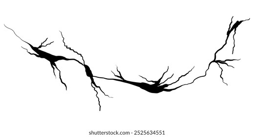 Hand drawn cracked wall, ground, glass, egg. doodle break set. vector illustration