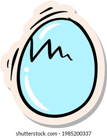 Hand drawn cracking egg in sticker style vector illustration