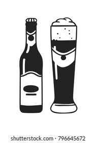 Hand drawn craft beer isolated. Vector artistic drawing drink. Actual illustration 