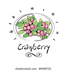 Hand Drawn Cranberry In Vignette