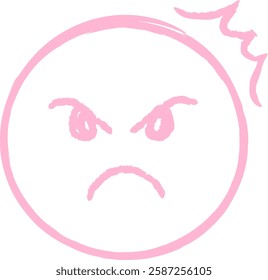 Hand Drawn Crayon Angry Face Emoticon Vector Illustration