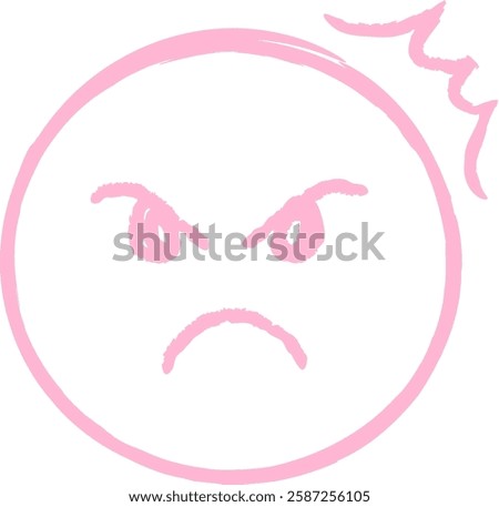 Hand Drawn Crayon Angry Face Emoticon Vector Illustration