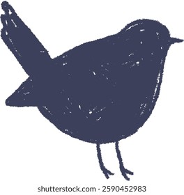 Hand Drawn Crayon Bird Vector Illustration