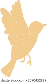 Hand Drawn Crayon Bird Vector Illustration