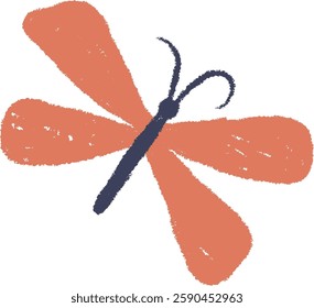 Hand Drawn Crayon Butterfly Vector Illustration