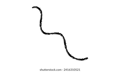 Hand drawn crayon chalk charcoal line arrow. curvy and wavy pointer isolated on white. squiggle and scribble stroke. Element for diagrams. doodle marker. Paint drawn emphasis 