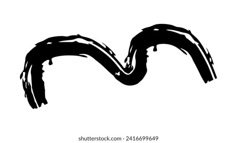Hand drawn crayon chalk charcoal line arrow. curvy and wavy pointer isolated on white. squiggle and scribble stroke. Element for diagrams. doodle marker. Paint drawn emphasis 