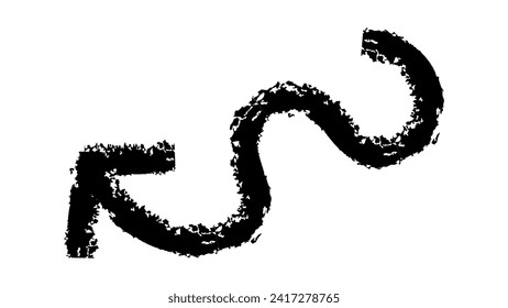 Hand drawn crayon chalk charcoal line arrows set. curvy and wavy arrows isolated on white. Group of squiggles and scribbles strokes. Elements for diagrams. doodle marker. 