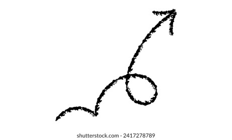 Hand drawn crayon chalk charcoal line arrows set. curvy and wavy arrows isolated on white. Group of squiggles and scribbles strokes. Elements for diagrams. doodle marker. 