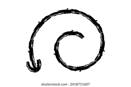 Hand drawn crayon chalk charcoal line arrow. textured arrow isolated on white. squiggle and scribble stroke. Element for diagrams. doodle marker