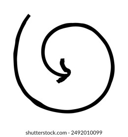 Hand drawn crayon chalk charcoal line arrow. curvy and wavy arrow squiggle or scribble stroke. Element for diagrams. Vector doodle marker. Freehand swirl  circle grunge stroke. Unique brush underline