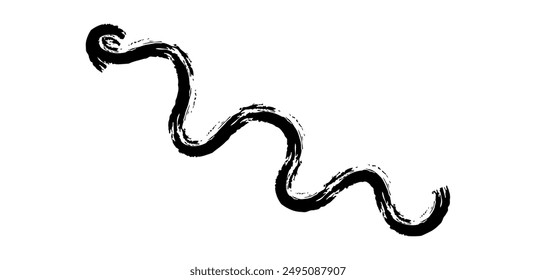 Hand drawn crayon chalk charcoal line arrow. curvy and wavy arrow  squiggle or scribble stroke. Element for diagrams. Vector doodle marker. Freehand swirl  circle grunge stroke. Unique brush underline