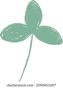 Hand Drawn Crayon Clover Branch Vector Illustration