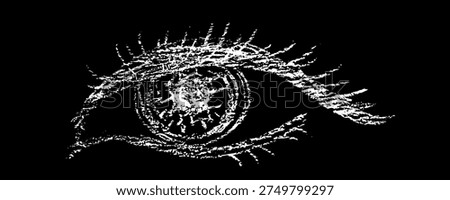 Hand drawn crayon eye icon. Chalk doodle eyeball, vision symbol, simple minimal grunge eye vector illustration