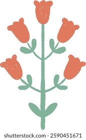 Hand Drawn Crayon Flower Vector Illustration