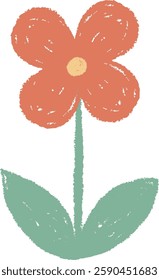 Hand Drawn Crayon Flower Vector Illustration