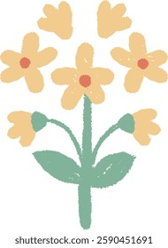Hand Drawn Crayon Flower Vector Illustration