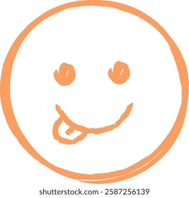 Hand Drawn Crayon Happy Face Emoticon Vector Illustration