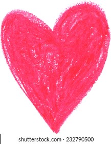 Hand Drawn Crayon Heart On White Background