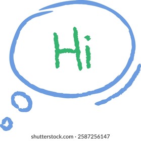 Hand Drawn Crayon Hi Speech Bubble Vector Illustration