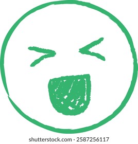 Hand Drawn Crayon Laughing Face Emoticon Vector Illustration