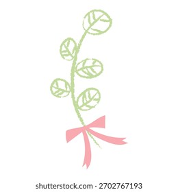Braço de folha de giz de cera desenhado à mão com fita rosa