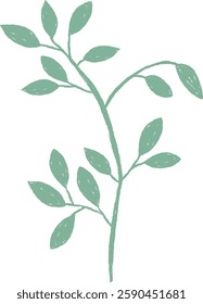 Hand Drawn Crayon Leaves Branch Vector Illustration