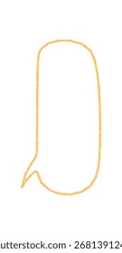 Hand drawn crayon speech balloon with rectangle contour forms the main subject. This sketch outline balloon shows organic chat and talk symbol for communication, with round graphic style accent.