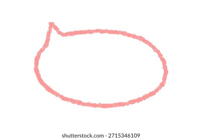 Dibujado a mano crayón globo de discurso de contorno en estilo de boceto orgánico. Icono redondo de la burbuja para el mensaje del chat o del comentario, con el motivo de la charla. Gráfico texturizado simple para una comunicación moderna y divertida