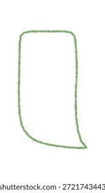 Handgezeichnete Buntstift-Sprachbox mit fluider Kontur formt das Grundelement. Diese Skizzenblase verbindet ein rundes Symbol und ein Chat-Rechteck mit einem Nachrichten- oder Kommentarsymbol, ideal für Kommunikationsthemen