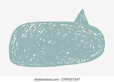 Hand drawn crayon speech bubble with visible sketch strokes and scribbled details. Childlike naive lines, text box chalkboard for notes.