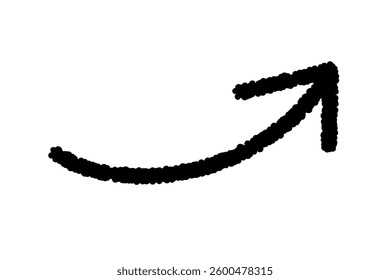 Hand drawn crayon style ascending arrow vector black