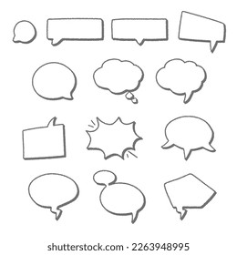 Hand drawn crayon style dialog elements, comic style dialogue bubbles talking to people